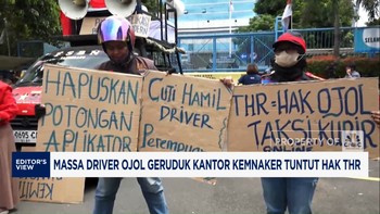 Video: Massa Driver Ojol Geruduk Kantor Kemnaker Tuntut Hak THR