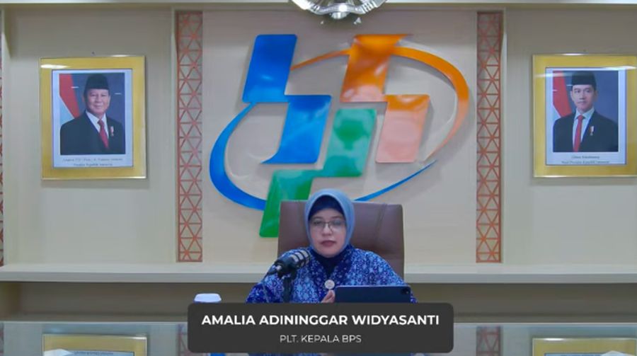 Plt. Kepala Badan Pusat Statistik (BPS), Amalia Adininggar Widyasanti saat meyampaikan rilis BPS Senin, (17/2/2025). (Tangkapan Layar Youtube BPS Statistics)