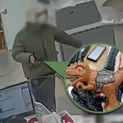 Pria Rampok Bank Pakai Pistol Dinosaurus