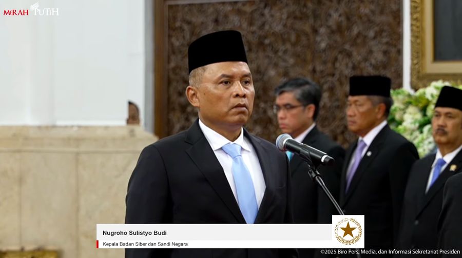 Pelantikan Menteri Pendidikan Tinggi, Sains, dan Teknologi Kabinet Merah Putih Masa Jabatan Tahun 2024-2029, Kepala dan Wakil Kepala Badan Pengawasan Keuangan dan Pembangunan, Kepala dan Wakil Kepala Badan Pusat Statistik, Serta Kepala Badan Siber dan Sandi Negara, Istana Negara, Rabu (19/2/2025). (Tangkapan layar youtube Setpres RI)