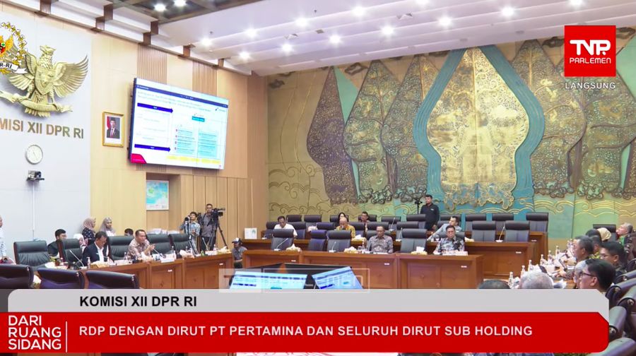 Rapat Dengar Pendapat (RDP) Komisi XII DPR RI bersama Direksi Pertamina di Gedung DPR RI, Jakarta, Kamis (20/2/2025). (Tangkapan Layar Youtube Komsi XII DPR RI Channel)