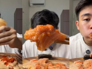 Makan Salmon Campur Tobiko dan Saus Wijen Jadi Tren di TikTok