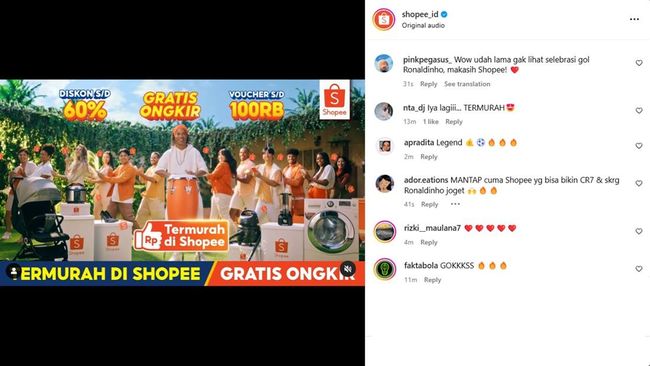 Wajib Nonton! Ronaldinho Ada di Iklan Terbaru Shopee