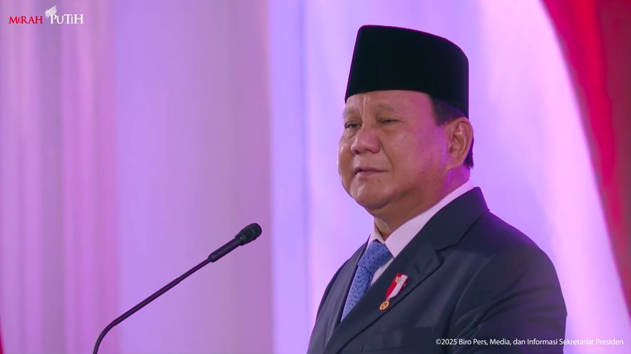Presiden Prabowo Subianto memberikan sambutan dalam peluncuran Daya Anagata Nusantara (Danantara), (24/2/2025). (Tangkapan Layar Youtube Sekretariat Presiden)