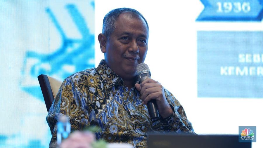 Heri Firdaus (INDEF) dalam acara Indonesia Maritime Talk 2025 di Ritz Carlton, Jakarta, Selasa (25/2/2025). (CNBC Indonesia/Tri Susilo)