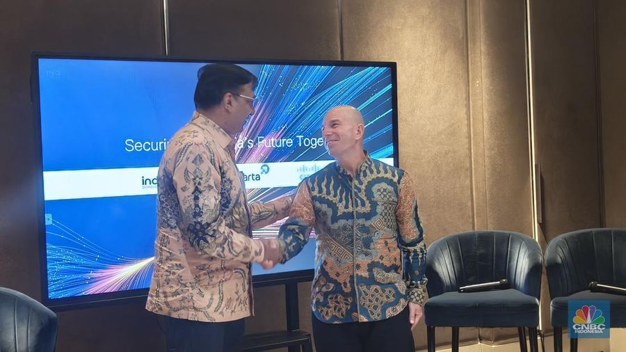 Konferensi Pers soal Lanskap Keamanan Siber di Indonesia, Selasa (25/2/2025). (CNBC Indonesia/Novina Putri Besari)