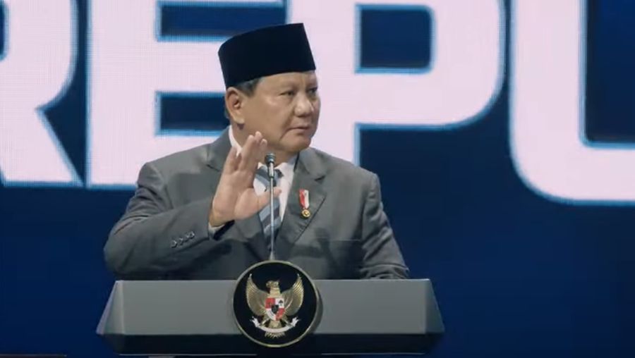Presden Prabowo Subianto saat menghadiri penutupan Kongres VI Partai Demokrat di Jakarta, Selasa (25/2/2025). (YouTube/Partai Demokrat)