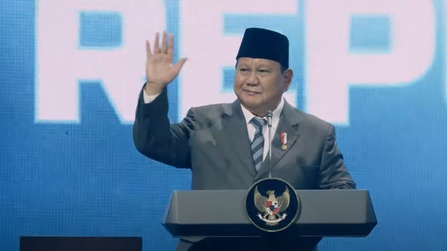Presden Prabowo Subianto saat menghadiri penutupan Kongres VI Partai Demokrat di Jakarta, Selasa (25/2/2025). (YouTube/Partai Demokrat)