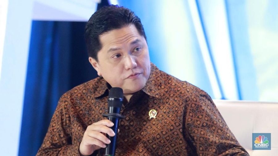 Menteri BUMN RI, Erick Thohir menyampaikan pemaparan dalam acara ²©²ÊÍøÕ¾ Economic Outlook 2025 di Hotel Westin, Jakarta, Rabu (26/2/2025). (²©²ÊÍøÕ¾/Muhammad Sabki)
