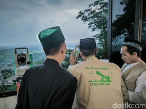 Mendung Gelap dan Hujan, Hilal Tak Terlihat dari Bukit Condrodipo Gresik