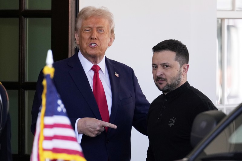 US President Donald Trump and Ukraine's President Volodymyr Zelensky meet in the Oval Office of the White House in Washington, DC, February 28, 2025. Zelensky and Trump openly clashed in the White House on February 28 at a meeting where they were due to sign a deal on sharing Ukraine's mineral riches and discuss a peace deal with Russia. 