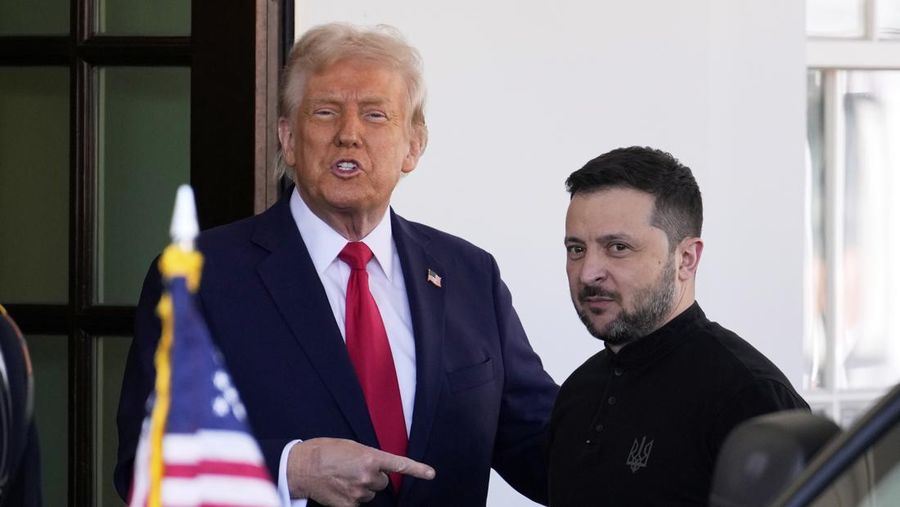 US President Donald Trump and Ukraine's President Volodymyr Zelensky meet in the Oval Office of the White House in Washington, DC, February 28, 2025. Zelensky and Trump openly clashed in the White House on February 28 at a meeting where they were due to sign a deal on sharing Ukraine's mineral riches and discuss a peace deal with Russia. 