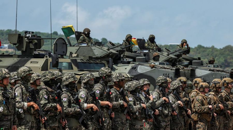 South Korean marines, along with Thai and U.S. marines participate in an amphibious assault exercise as part of the
