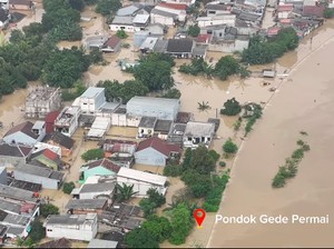 Penampakan dari Udara Pondok Gede Permai Bekasi Terendam Banjir Parah