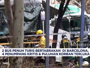  2 Bus Penuh Turis Bertabrakan di Barcelona