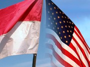 Kolase bendera Indonesia dan Amerika Serikat (AS). (AP Photo)