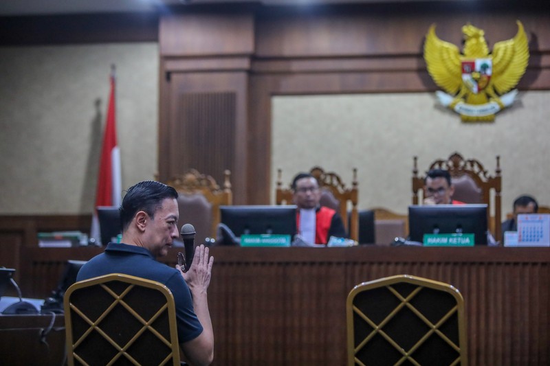 Thomas Lembong/Tom Lembong Terdakwa kasus importasi gula sekaligus Mantan Menteri Perdagangan Thomas Trikasih Lembong atau Tom Lembong saat menjalani sidang perdana di Pengadilan Tipikor, Jakarta, Kamis (6/3/2025). (CNBC Indonesia/Faisal Rahman)