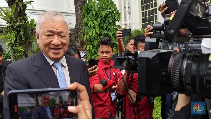 Pengusaha RI, Hilmi panigoro menemui Presiden Prabowo Subianto di Istana Kepresidenan. (վ/Emir Yanwardhana)