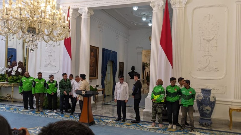 Keterangan Pers Presiden Prabowo Terkait Bonus Hari Raya kepada Pengemudi Online,10 Maret 2025. (վ/Emir Yanwardhana)