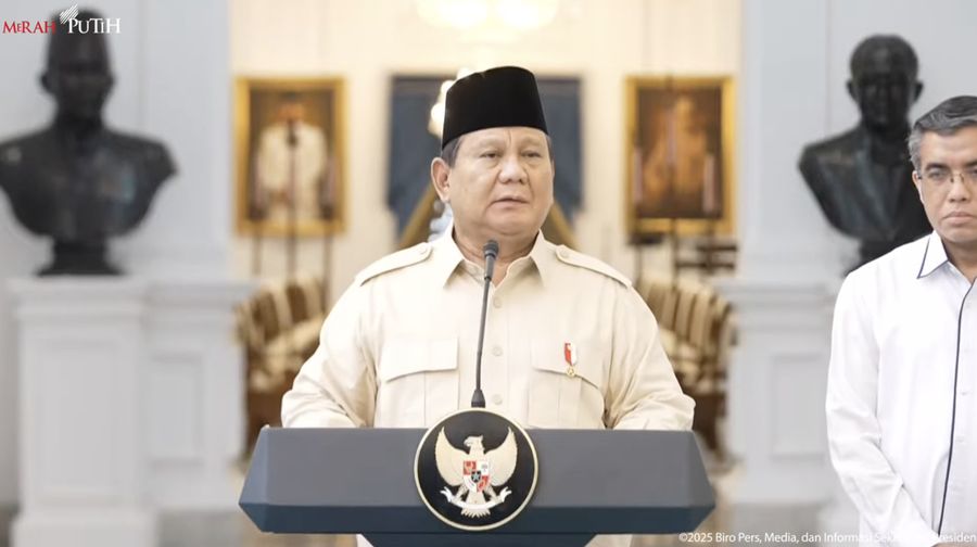 Keterangan Pers Presiden Prabowo Terkait Bonus Hari Raya kepada Pengemudi Online,10 Maret 2025. (Tangkapan layar Youtube Setpres RI)