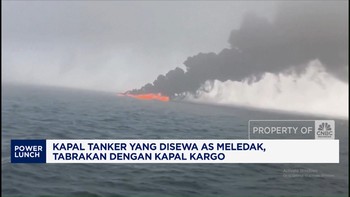 Video: Kapal Tanker Yang Disewa AS Meledak-Tabrakan Dengan Kapal Kargo