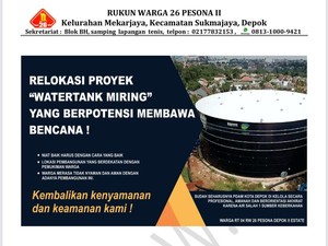 Tangki 10 Juta Liter Miring Bikin Warga Depok Geger