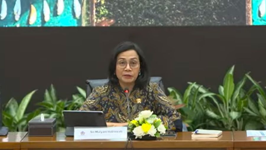 Menteri Keuangan, Sri Mulyani Indrawati menyampaikan laporan dalam Konferensi Pers APBN KITA EDISI MARET 2025. (Tangkapan Layar Youtube  Ministry of Finance Republic of Indonesia)