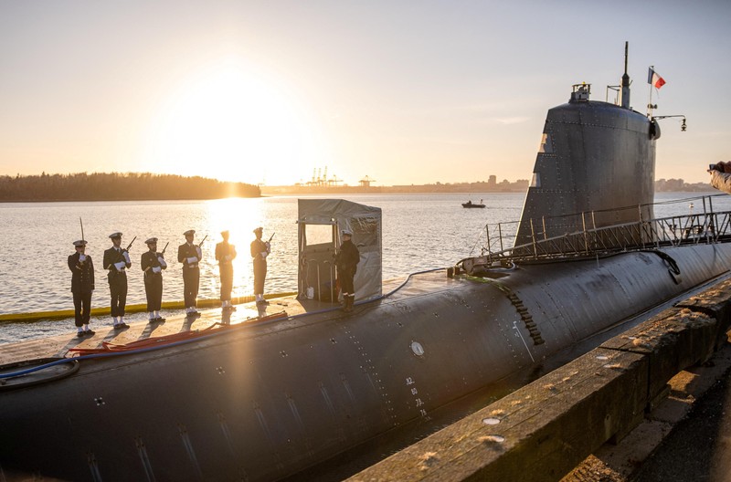 CANADA-FRANCE/SUBMARINE Sebuah kapal selam serang bertenaga nuklir Prancis (Louis Roquebert/French Ministry of Foreign Affairs/Handout via REUTERS)
