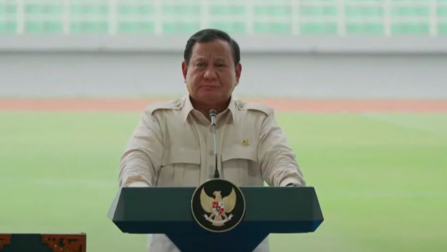 Presiden Prabowo Subianto di Stadion Gelora Delta Sidoarjo, Senin (17/3/2025). (YouTube/Sekretariat Presiden)