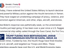 Video: Trump Tuding Iran Jadi Dalang Serangan Houthi Ke Kapal Induk AS