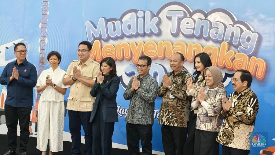 Menteri Komdigi Meutya Hafid, dalam konferensi pers di kantor Kemkomdigi, Kamis (20/3/2025). (CNBC Indonesia/Novina)