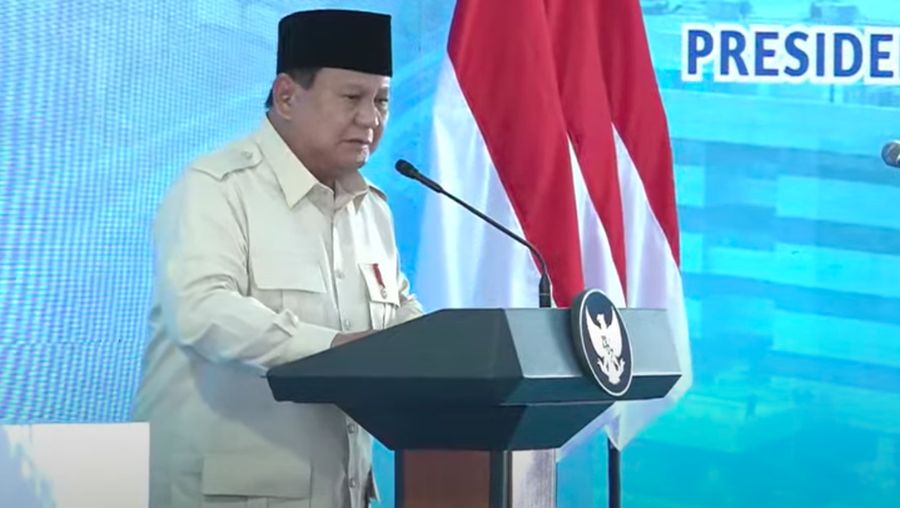 Presiden Prabowo Subianto saat acara peresmian Kawasan Ekonomi Khusus (KEK) Industropolis Batang pada Kamis (20/3/2025). (YouTube/Grand Batang City)