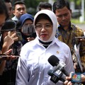 Kepala Badan Pusat Statistik (BPS), Amalia Adininggar Widyasanti tiba di Istana Negara, Jakarta, Jumat (21/3/2025). (CNBC Indonesia/Tri Susilo)
