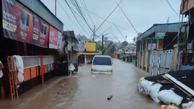 Kondisi banjir di Kota Manado, Provinsi Sulut, Jumat (21/3/2025). (Dok. BPBD Kota Manado)