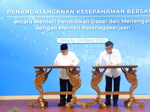 Kemnaker-Kemendikdasmen Teken MoU Sinkronisasi Pendidikan & Ketenagakerjaan