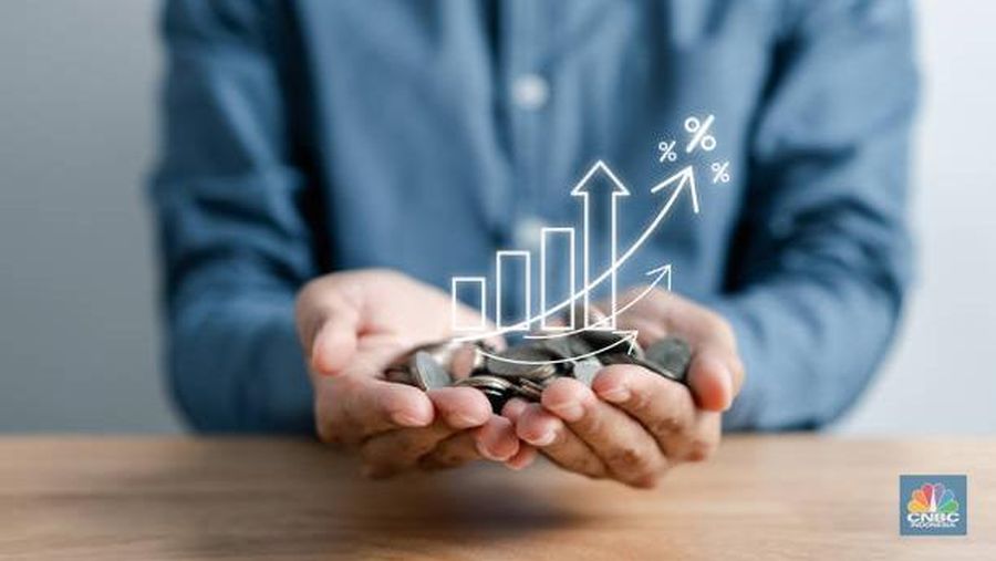 Businessman holding money coins accounting for increase financial interest rate and business investment growth from dividend, Business Finance and Money, Save money for prepare in the future