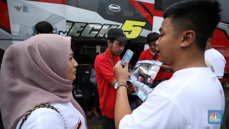 Mudik Bareng Telkomsel. (CNBC Indonesia/Tri Susilo)