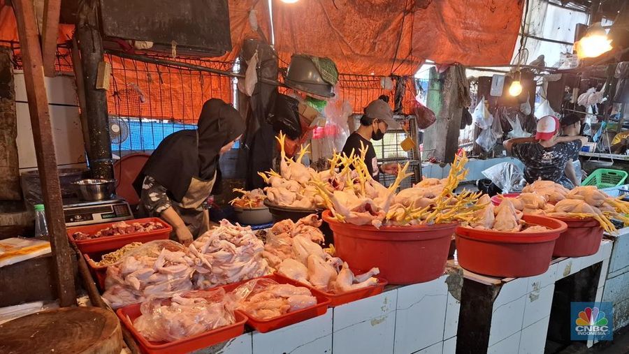 Pantauan harga pangan menjelang Lebaran 2025 di Pasar Minggu, Jakarta Selatan, Kamis (27/3/2025) (CNBC Indonesia/Chandra)