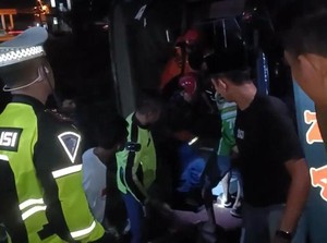 Bus ANS Terguling di Jambi, 2 Pemudik Tewas
