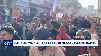 Video: Ratusan Warga Gaza Gelar Demonstrasi Anti-Hamas