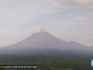 Gunung Semeru Erupsi 3 Kali Pagi Ini, Letusan Capai 400 Meter