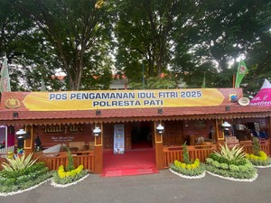 Polresta Pati Bikin Pospam Mudik Mirip Joglo, Pemudik Bisa Pijat Gratis