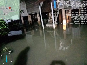 Sungai Manau di Muara Enim Meluap, 93 KK Kebanjiran