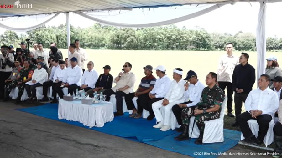 Panen Raya Padi Serentak di 14 Provinsi bersama Presiden Prabowo, Majalengka, 7 April 2025. (Tangkapan Layar Youtube)