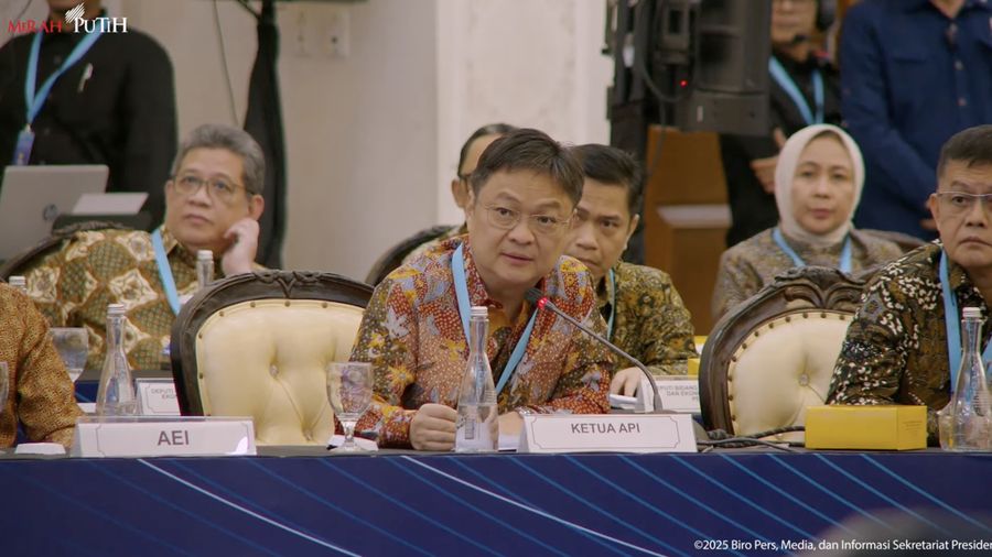 Ketua Umum Asosiasi Pertekstilan Indonesia (API) Jemmy Kartiwa Sastraatmadja di acara Sarasehan Ekonomi bersama Presiden RI dengan tema