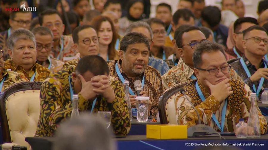Presiden Konfederasi Serikat Pekerja Indonesia (KSPI) Said Iqbal di acara Sarasehan Ekonomi bersama Presiden RI dengan tema 