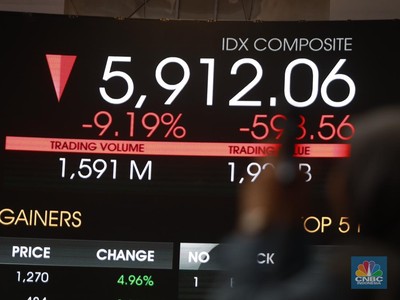 Sejumlah pengunjung di dalam ruangan pergerakan Indeks Harga Saham Gabungan (IHSG) di Bursa Efek Indonesia (BEI), Jakarta, Selasa, (8/4/2025). (CNBC Indonesia/Muhammad Sabki)