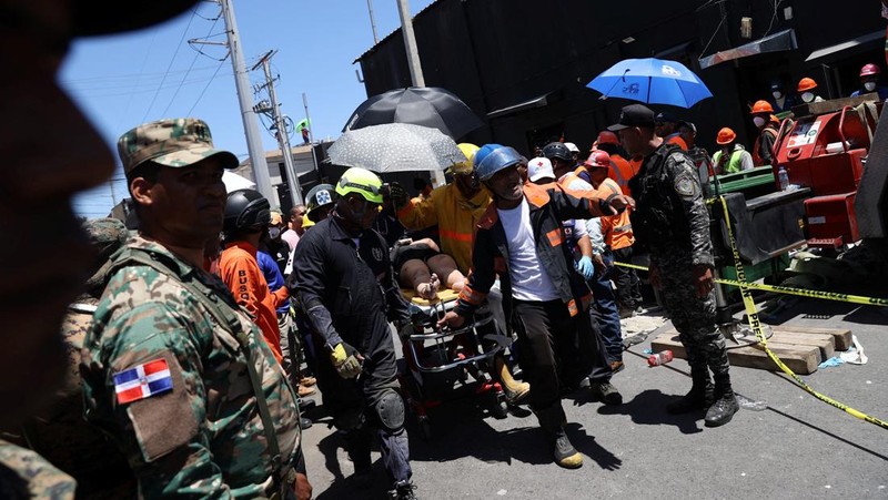 Pemandangan drone menunjukkan lokasi klub malam Jet Set yang runtuh di Santo Domingo, Republik Dominika, 8 April 2025. (REUTERS/Erika Santelices)
