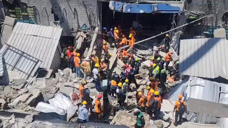 Pemandangan drone menunjukkan lokasi klub malam Jet Set yang runtuh di Santo Domingo, Republik Dominika, 8 April 2025. (REUTERS/Erika Santelices)