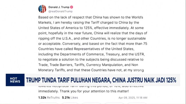 Video: Trump Tunda Tarif Puluhan Negara-China Larang Kerja Gila-Gilaan